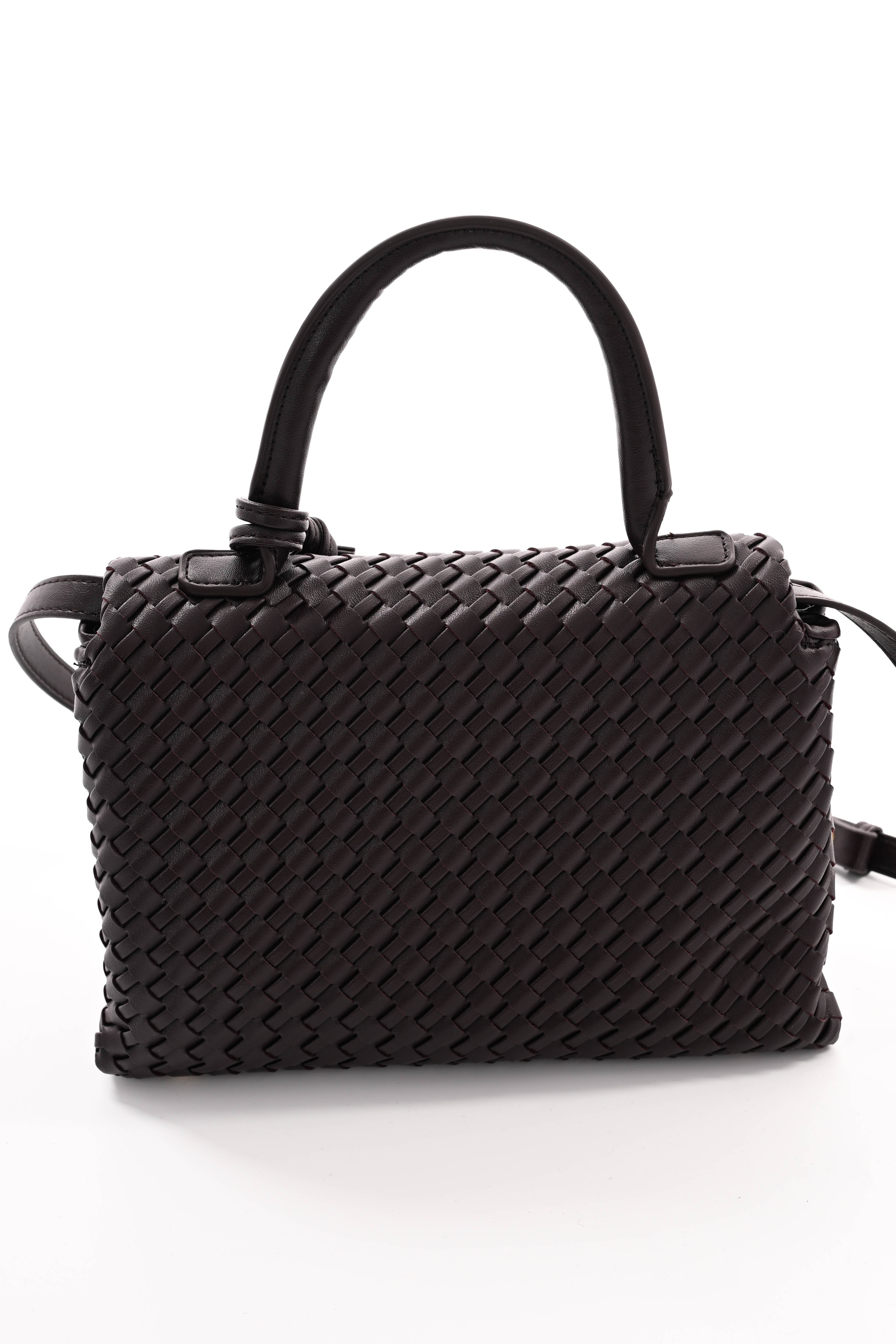 Tas met vlechtmotief donkerbruin