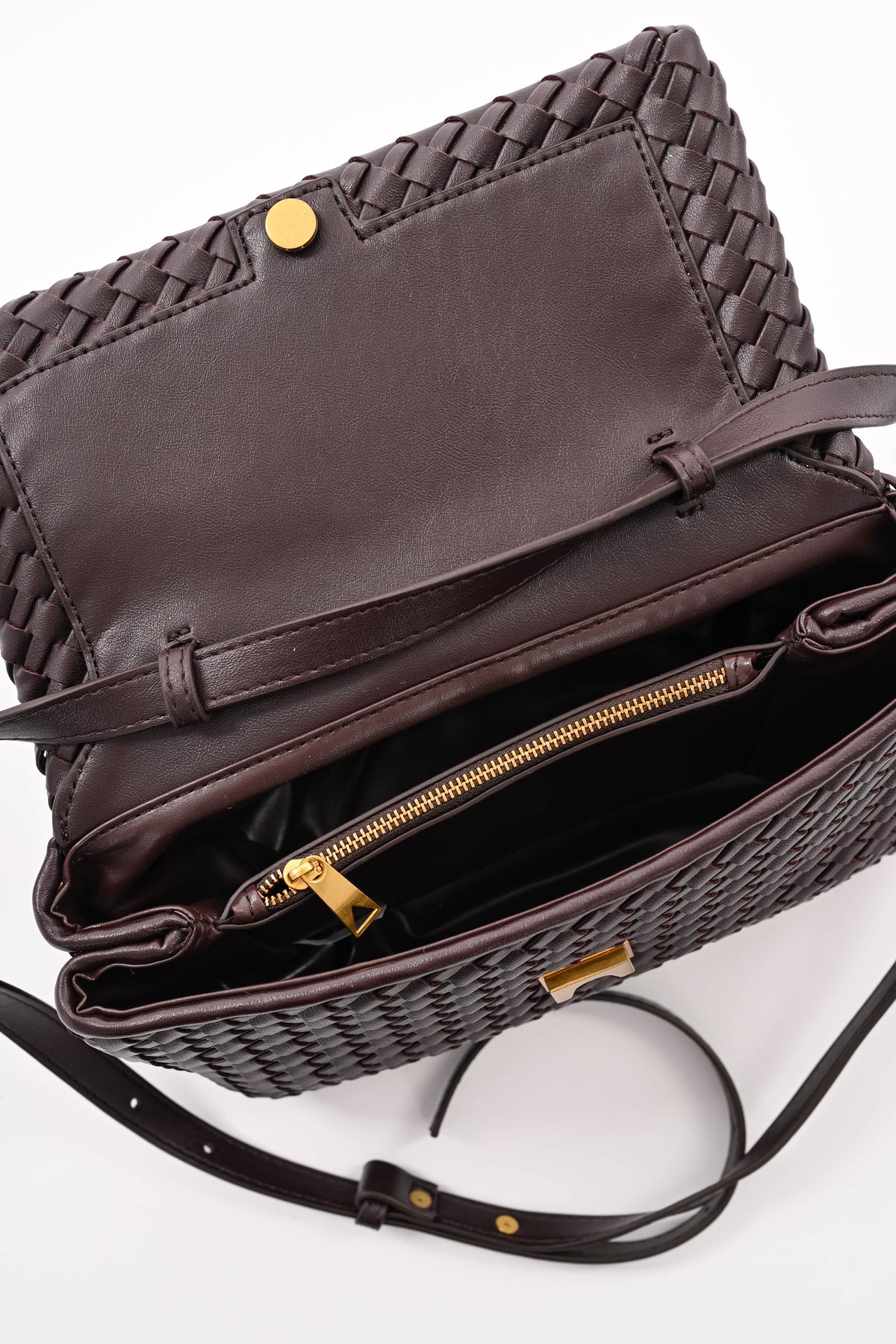 Tas met vlechtmotief donkerbruin