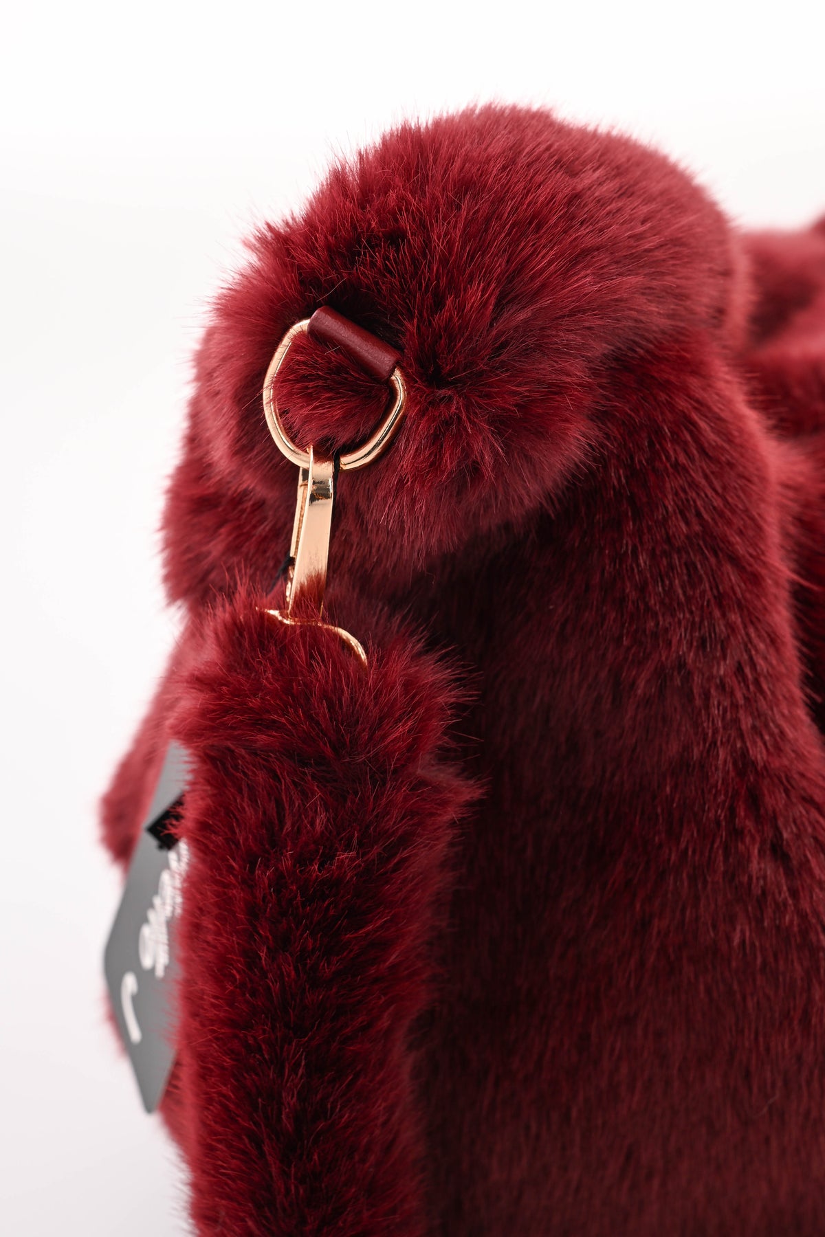 Faux fur crossbody tas bordeaux