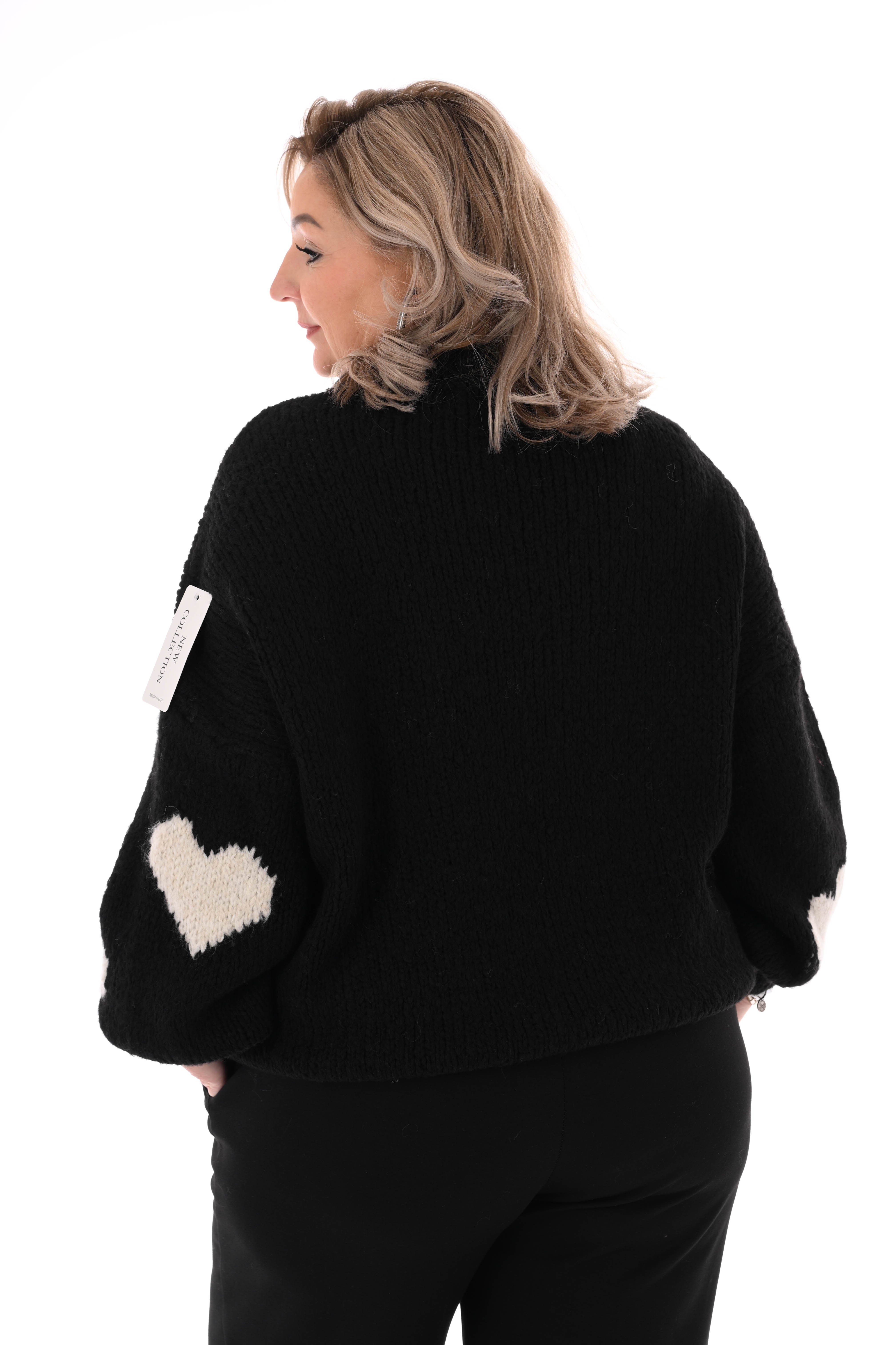 Gebreide trui hartjes zwart