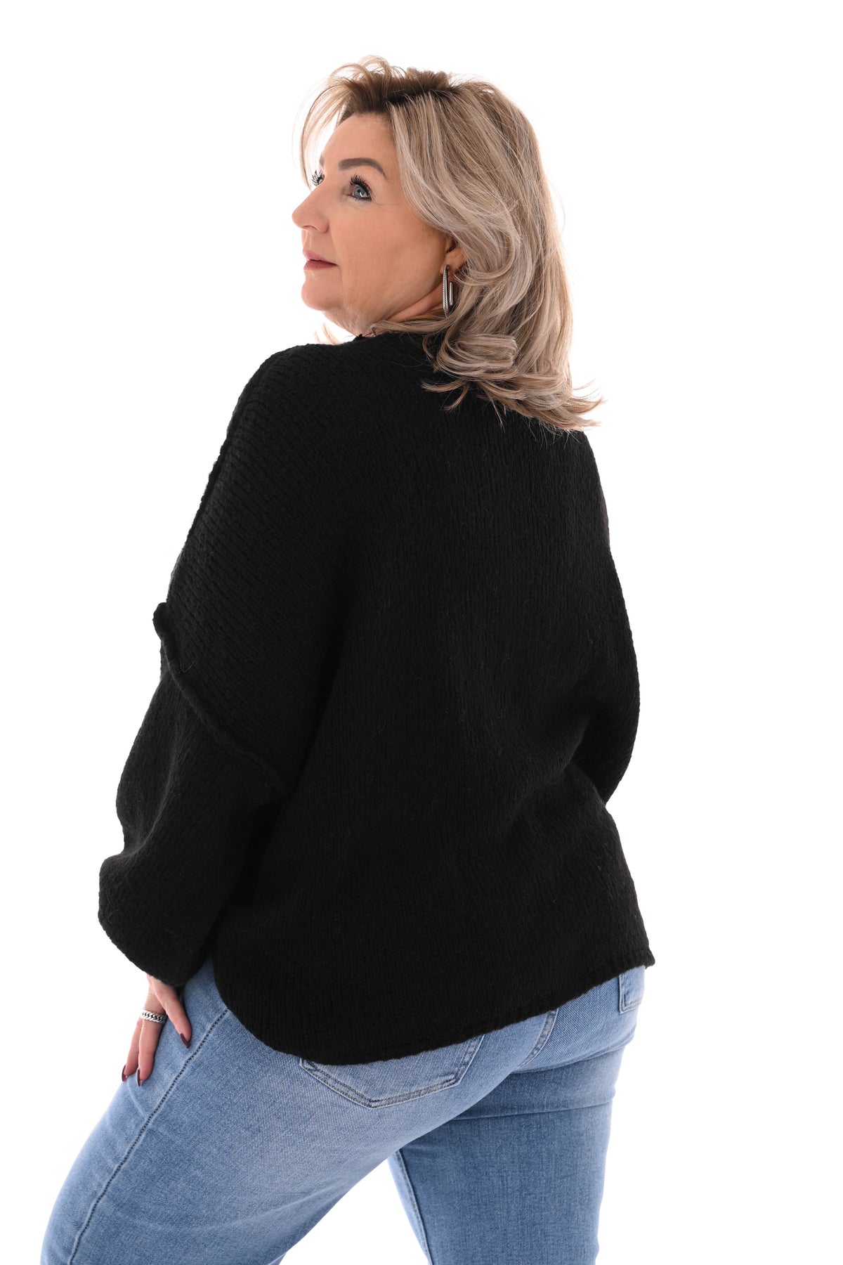 Grof gebreid vest knopen zwart