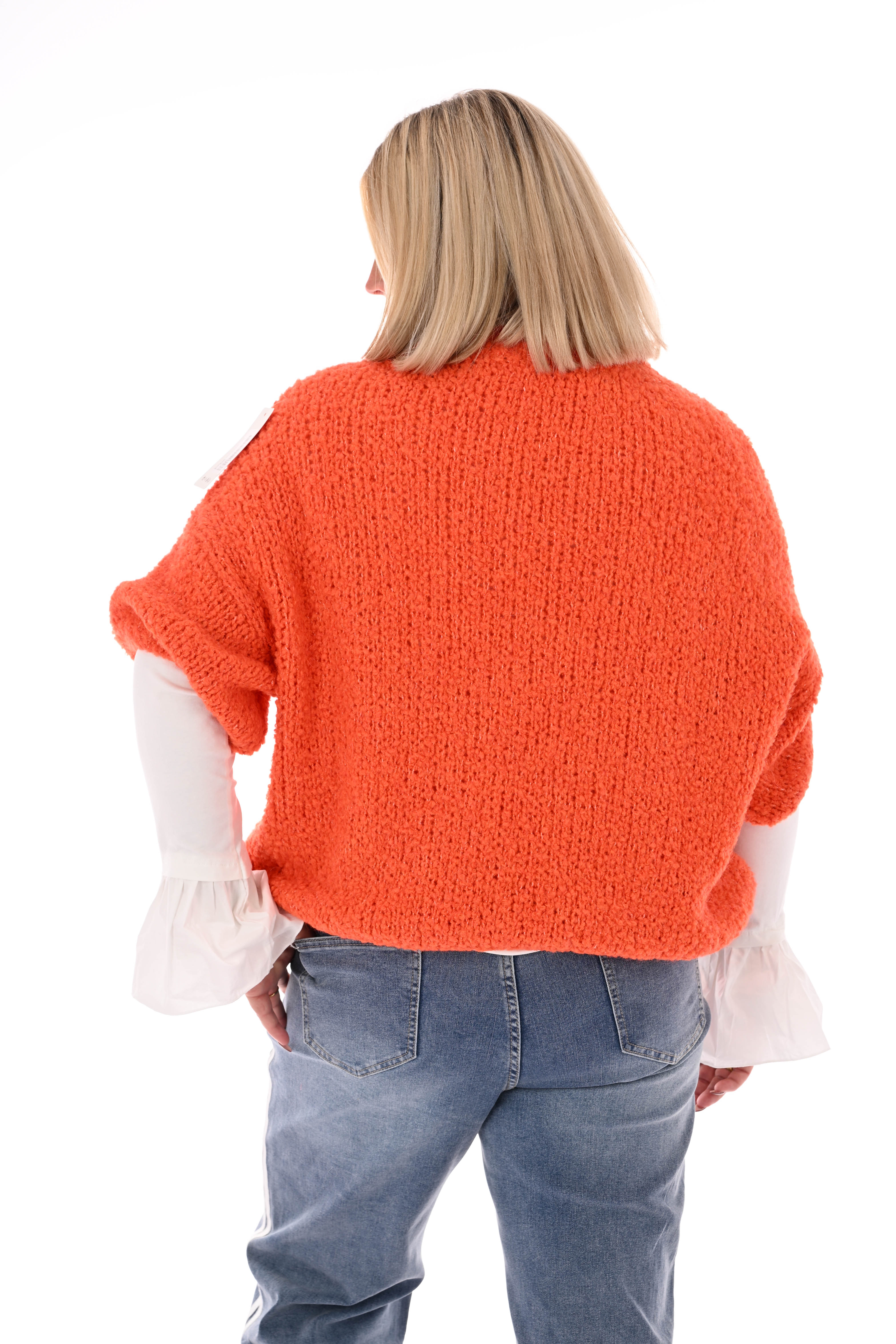 Boucle trui korte mouwen oranje