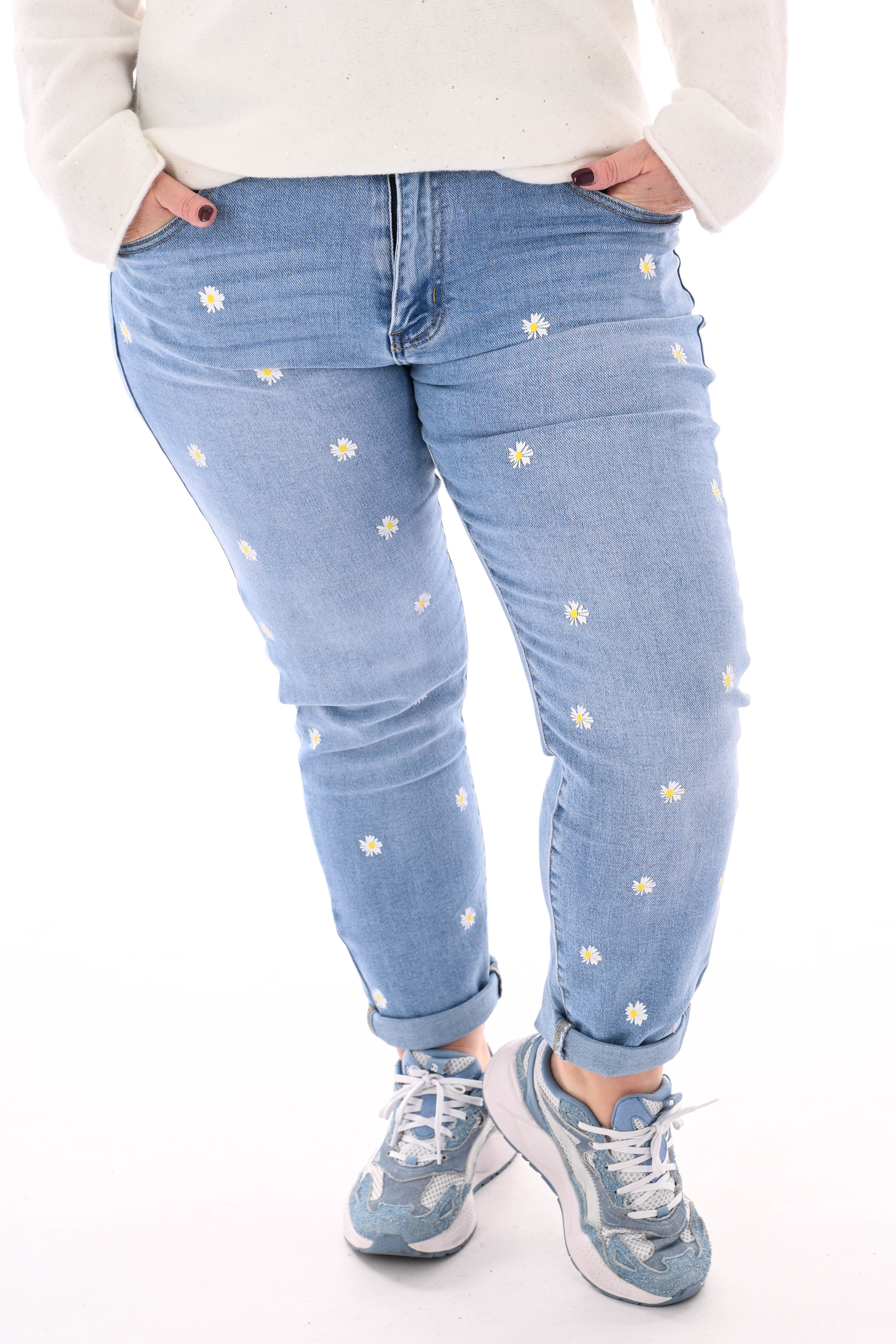 G-smack mom fit madeliefjes lichtblauw