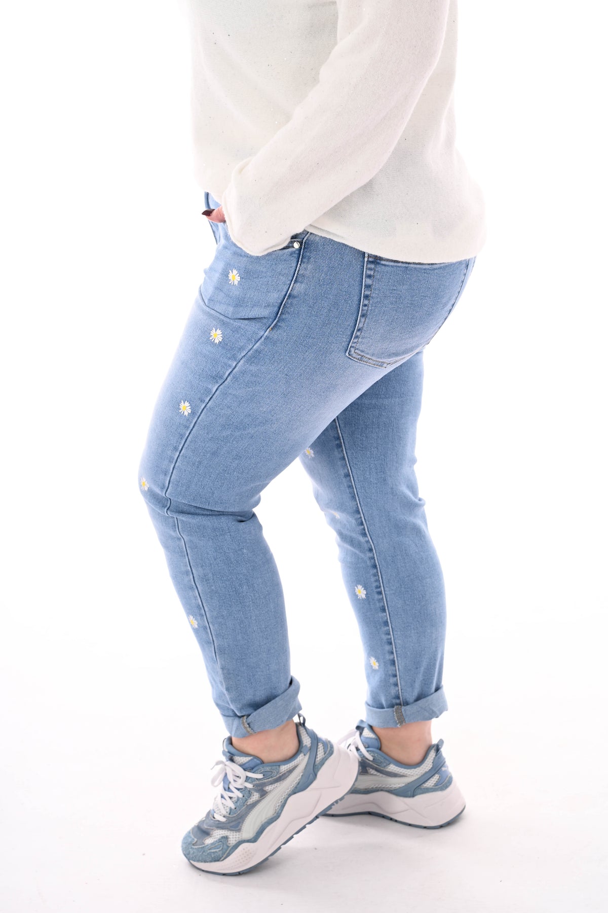 G-smack mom fit madeliefjes lichtblauw