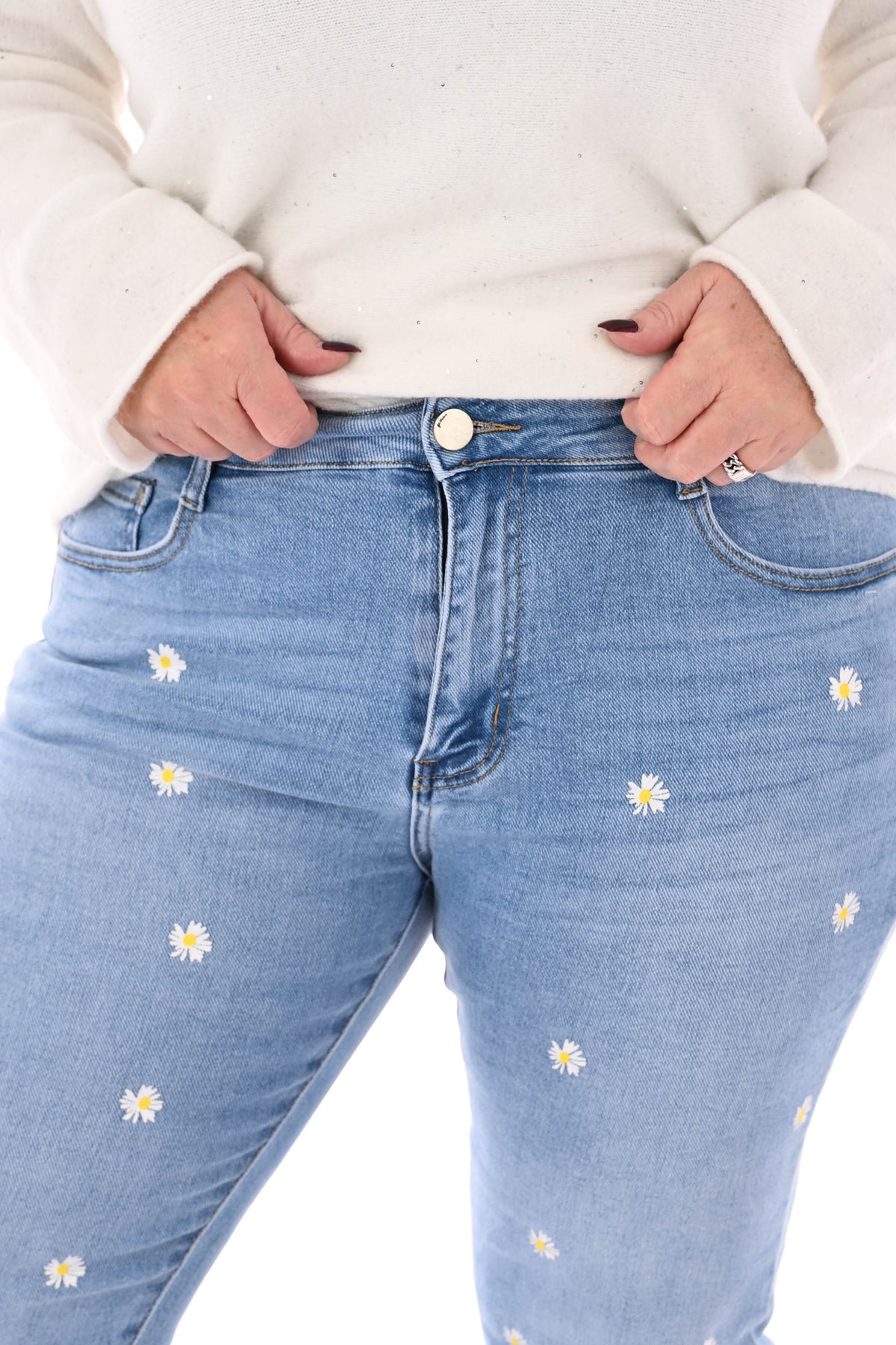 G-smack mom fit madeliefjes lichtblauw