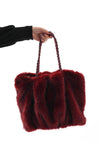 Handtas faux fur dun gevlochten handvat bordeaux