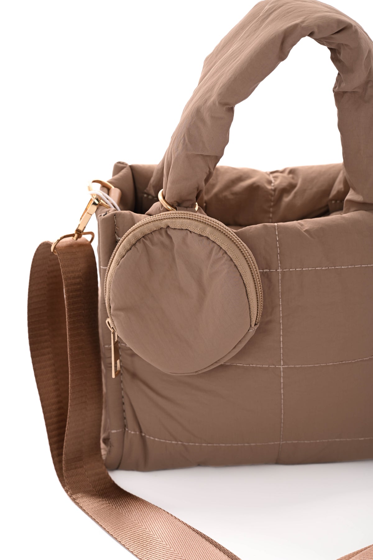 Mini puffer tas taupe