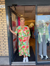 Lange wikkeljurk tropical groen