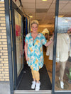 Tuniek met rits bladeren blauw