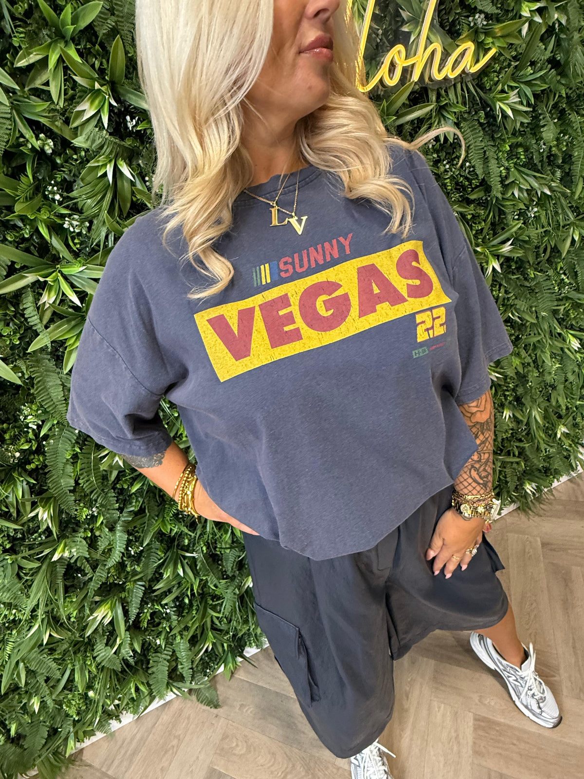 T-shirt washing sunny vegas marineblauw