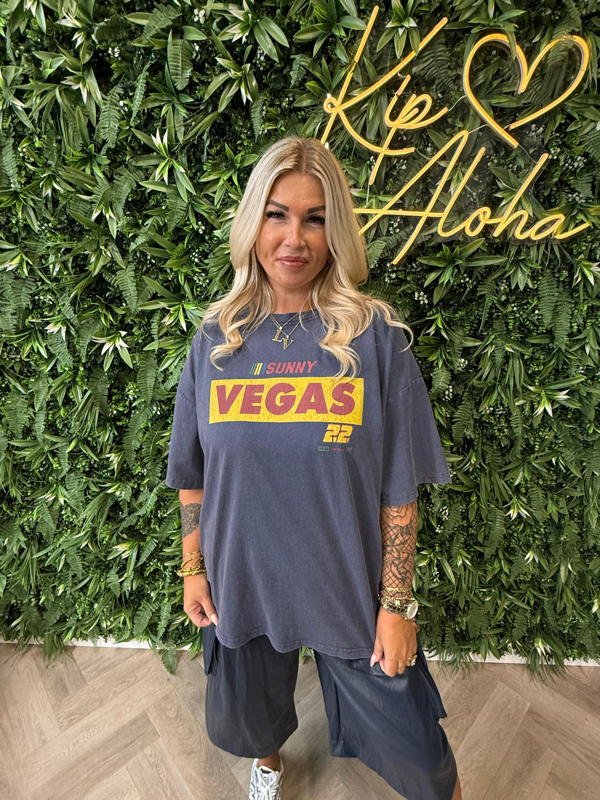 T-shirt washing sunny vegas marineblauw