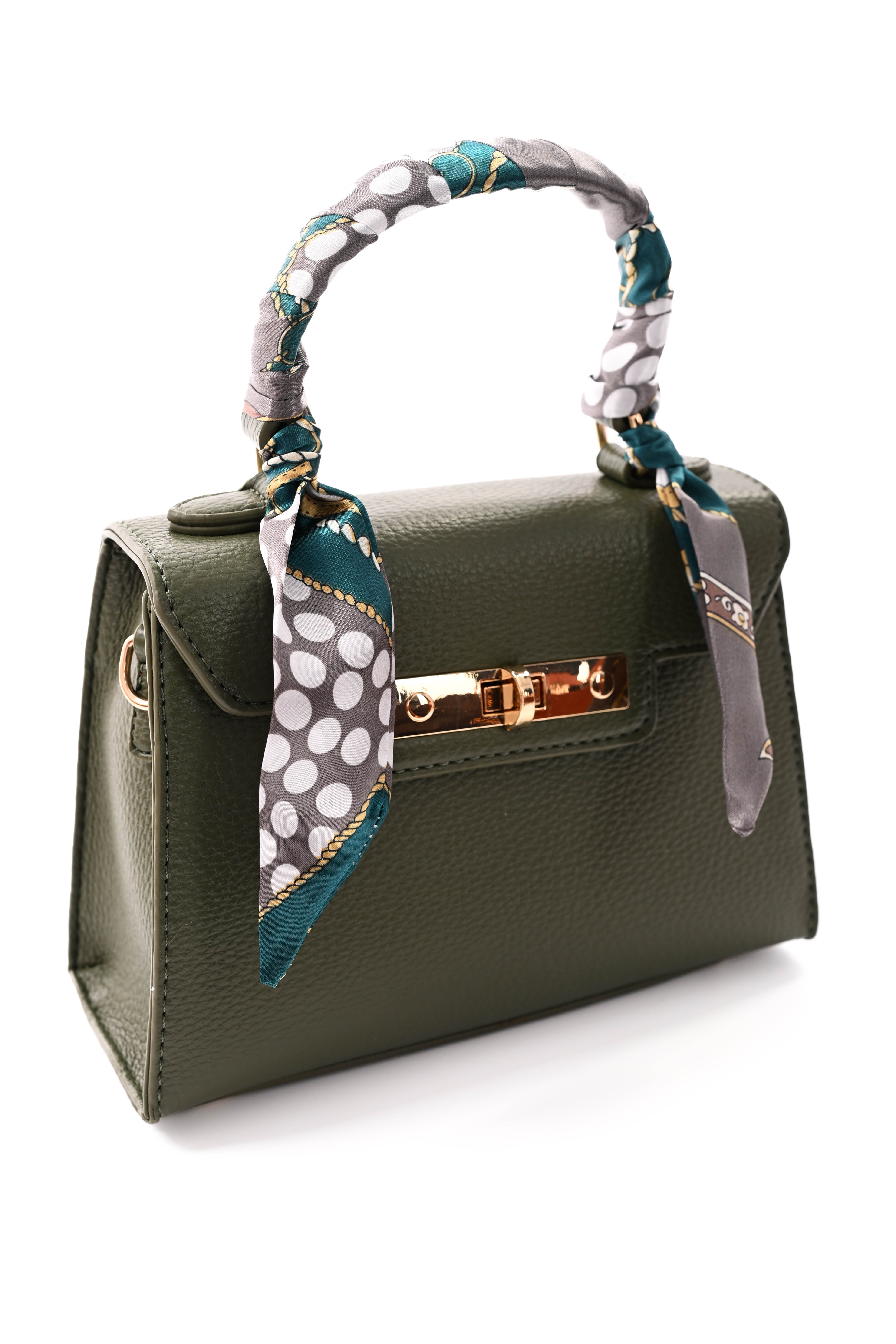 Handtas met sjaaltje legergroen