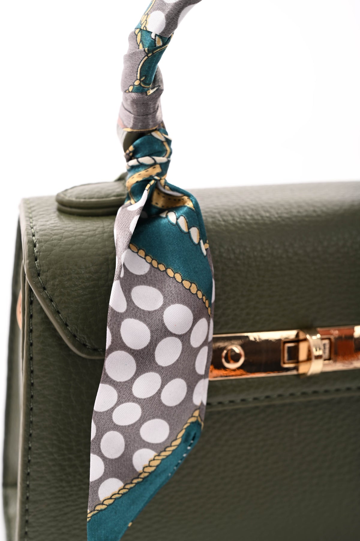 Handtas met sjaaltje legergroen