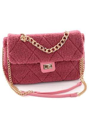 Teddy tas met ketting oudroze