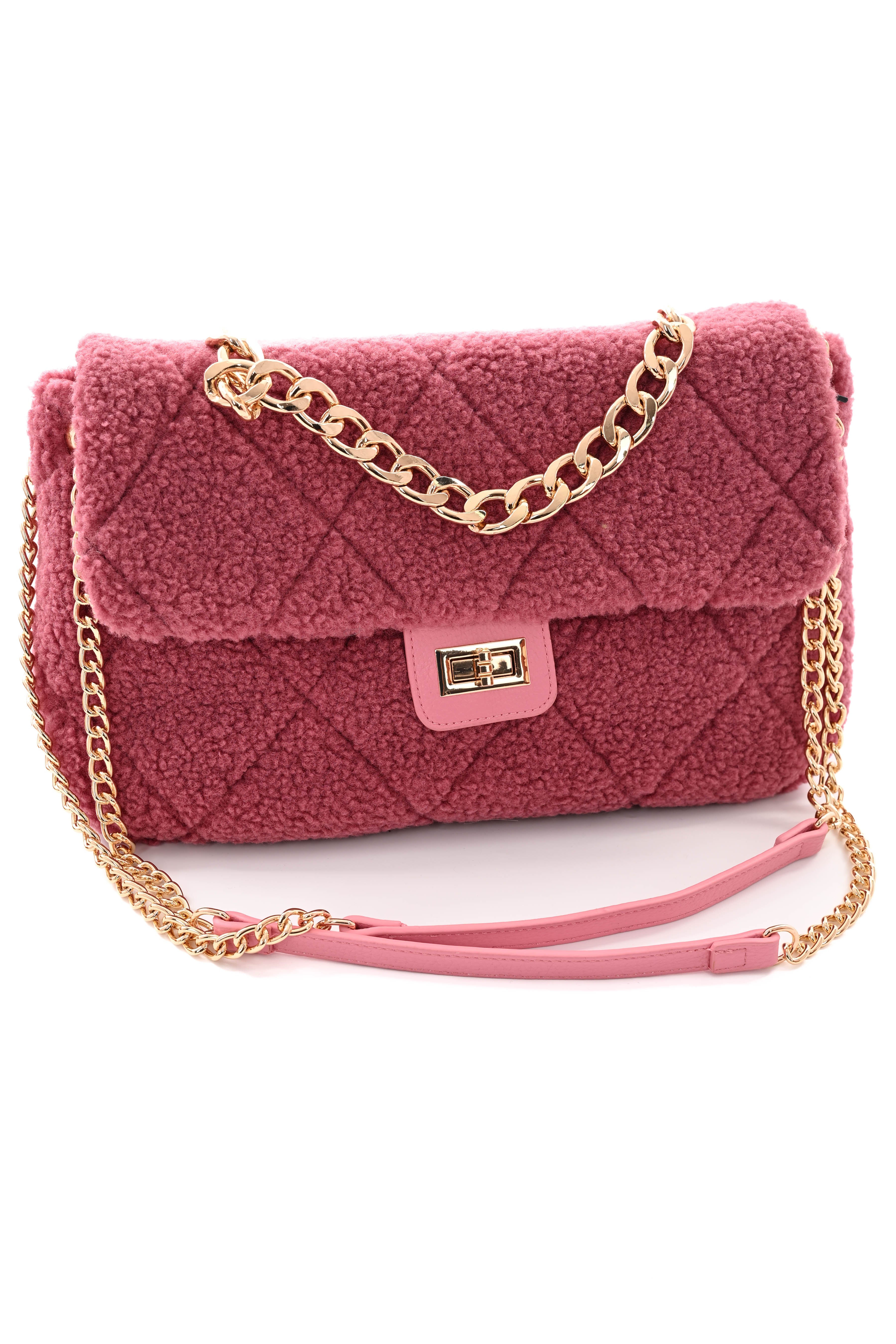 Teddy tas met ketting oudroze