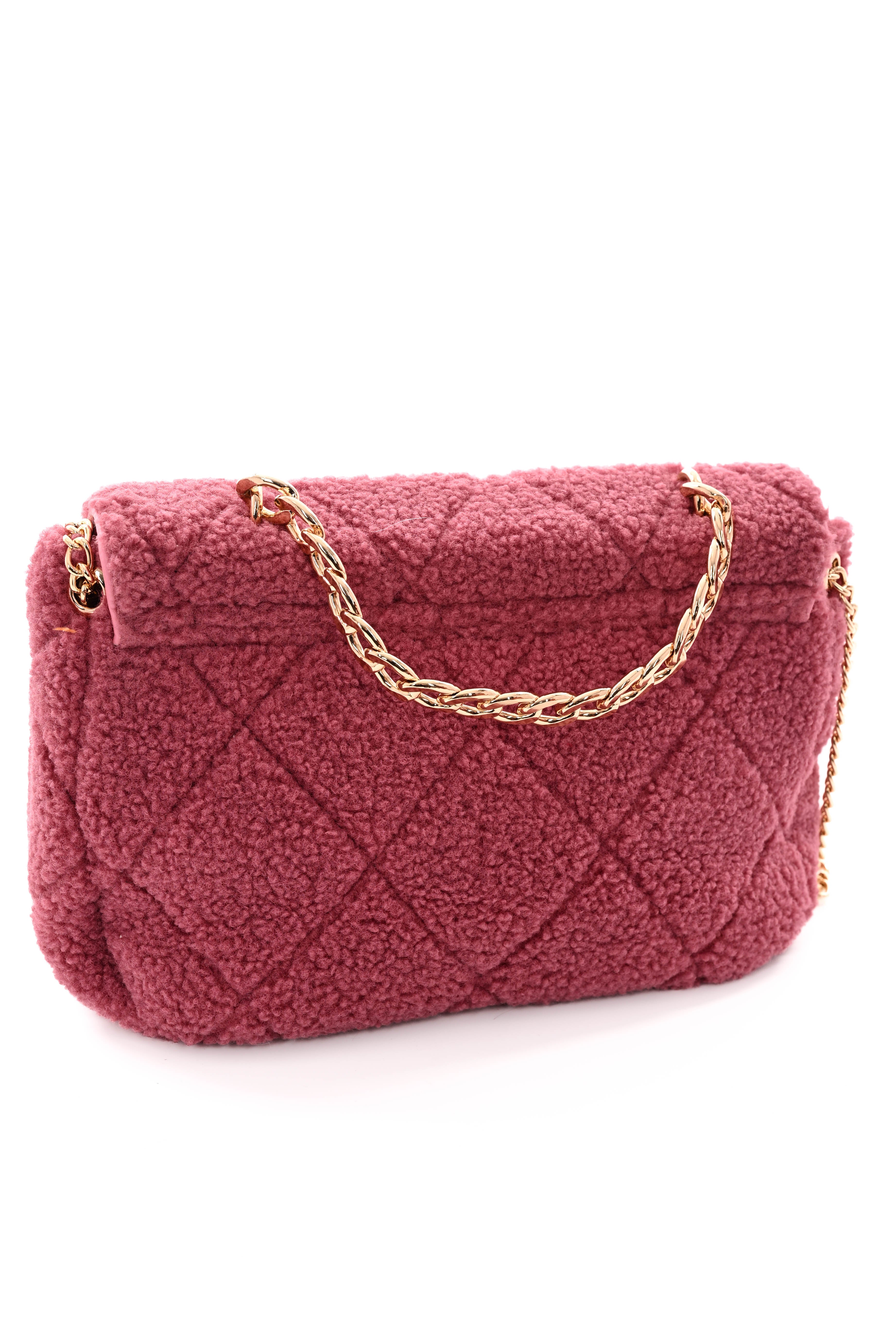 Teddy tas met ketting oudroze