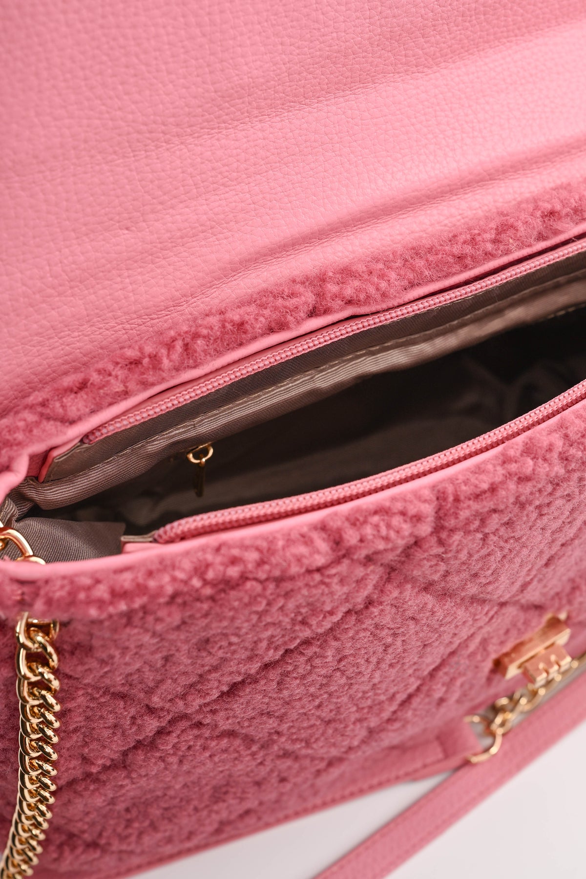 Teddy tas met ketting oudroze