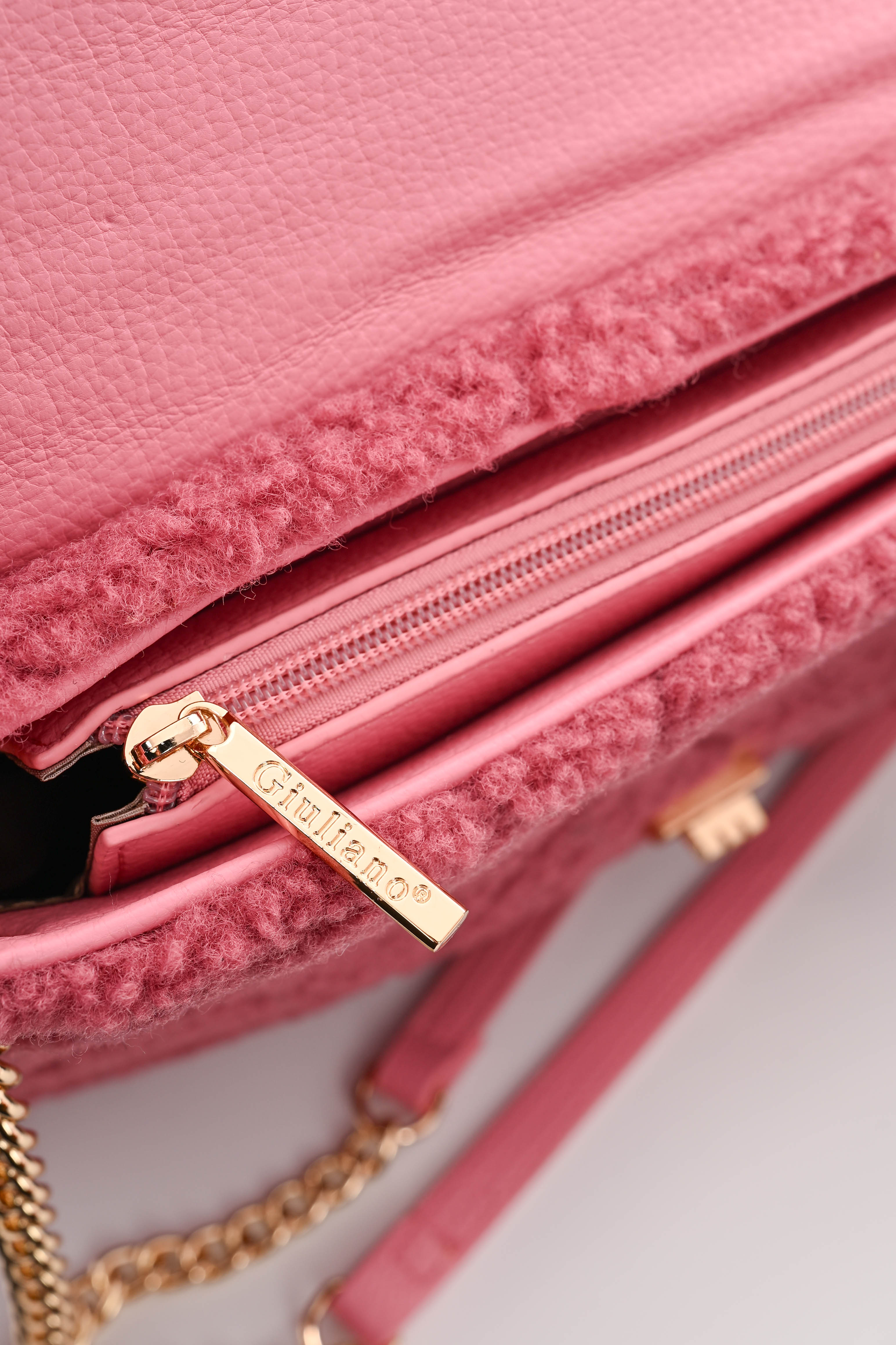 Teddy tas met ketting oudroze