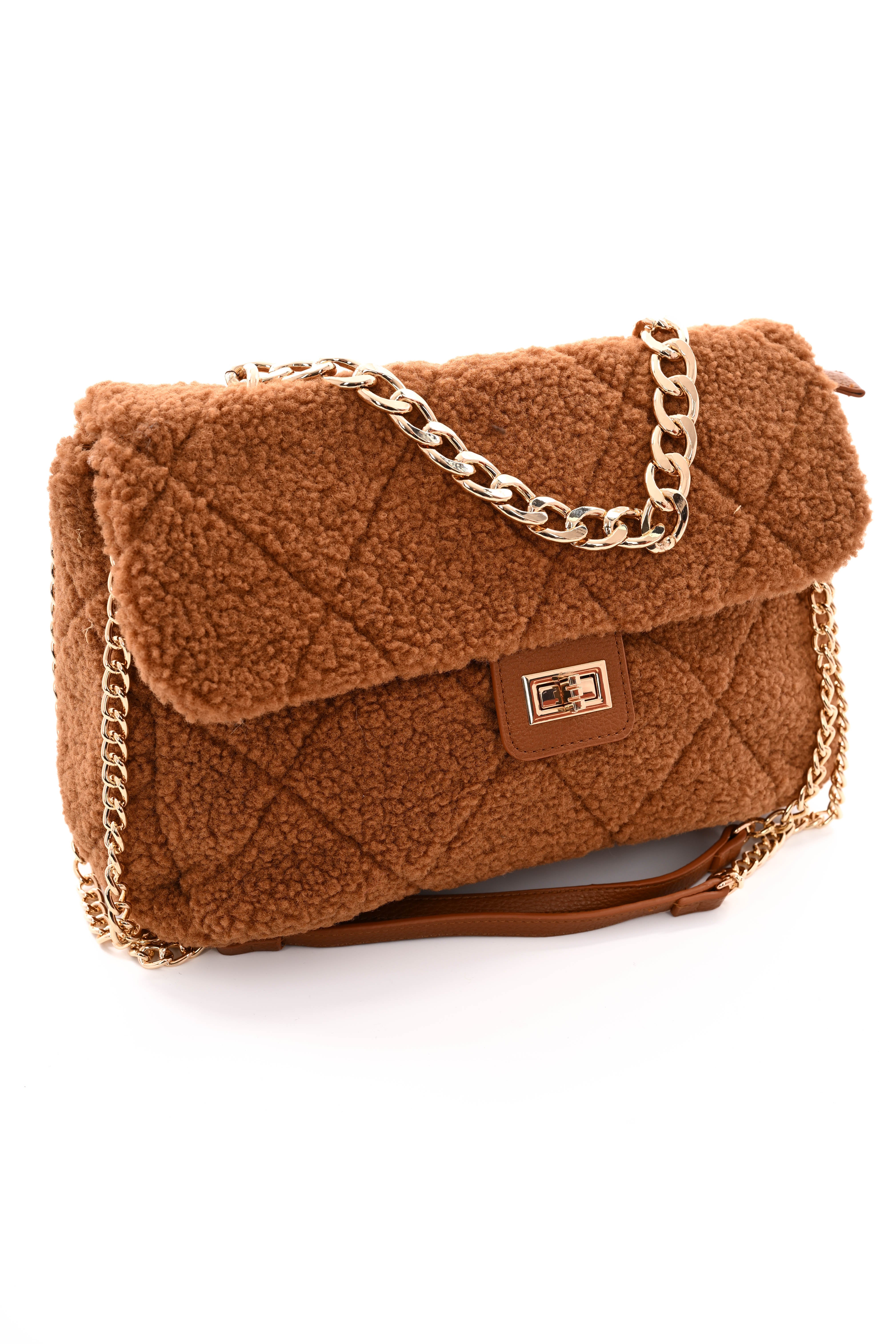 Teddy tas met ketting camel