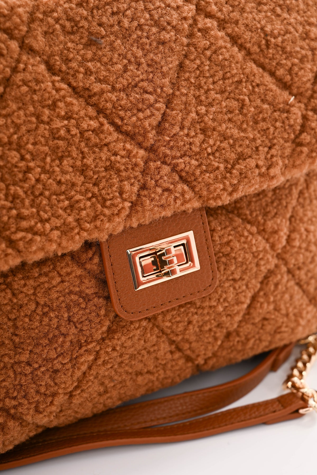 Teddy tas met ketting camel