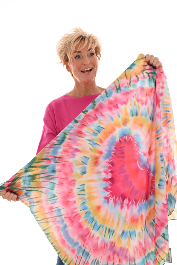 Sjaal tie dye roze 21