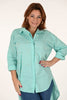 Blouse doorknoop met parels mintgroen