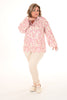 Lange blouse v-hals pofmouw print gevlekt roze