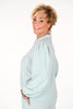 Tweedelige set blouse v-hals met glitter lichtblauw