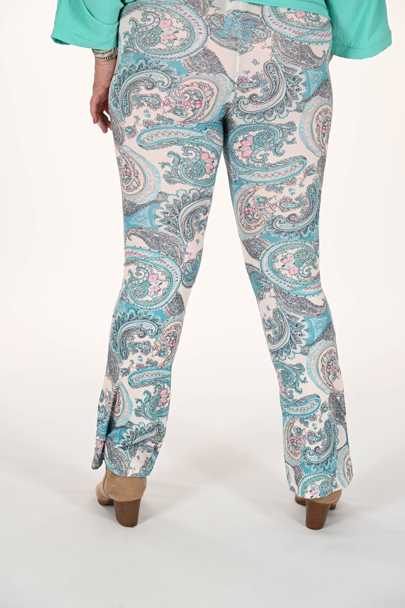 Flared broek met print paisley blauw
