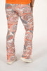 Flared broek met print paisley oranje