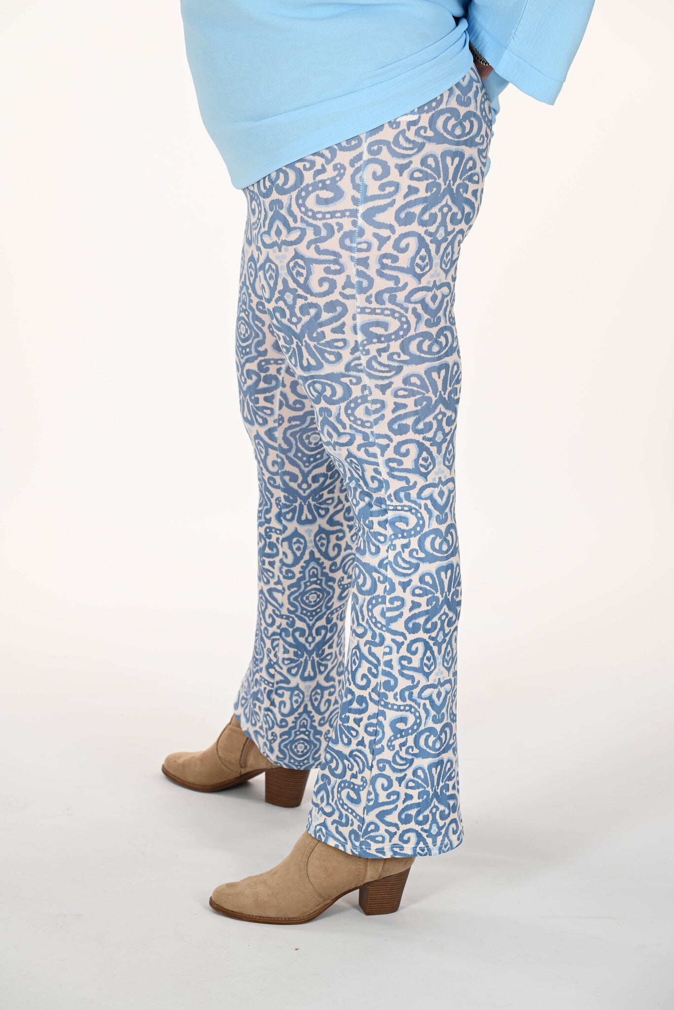Flared broek met print barok jeansblauw