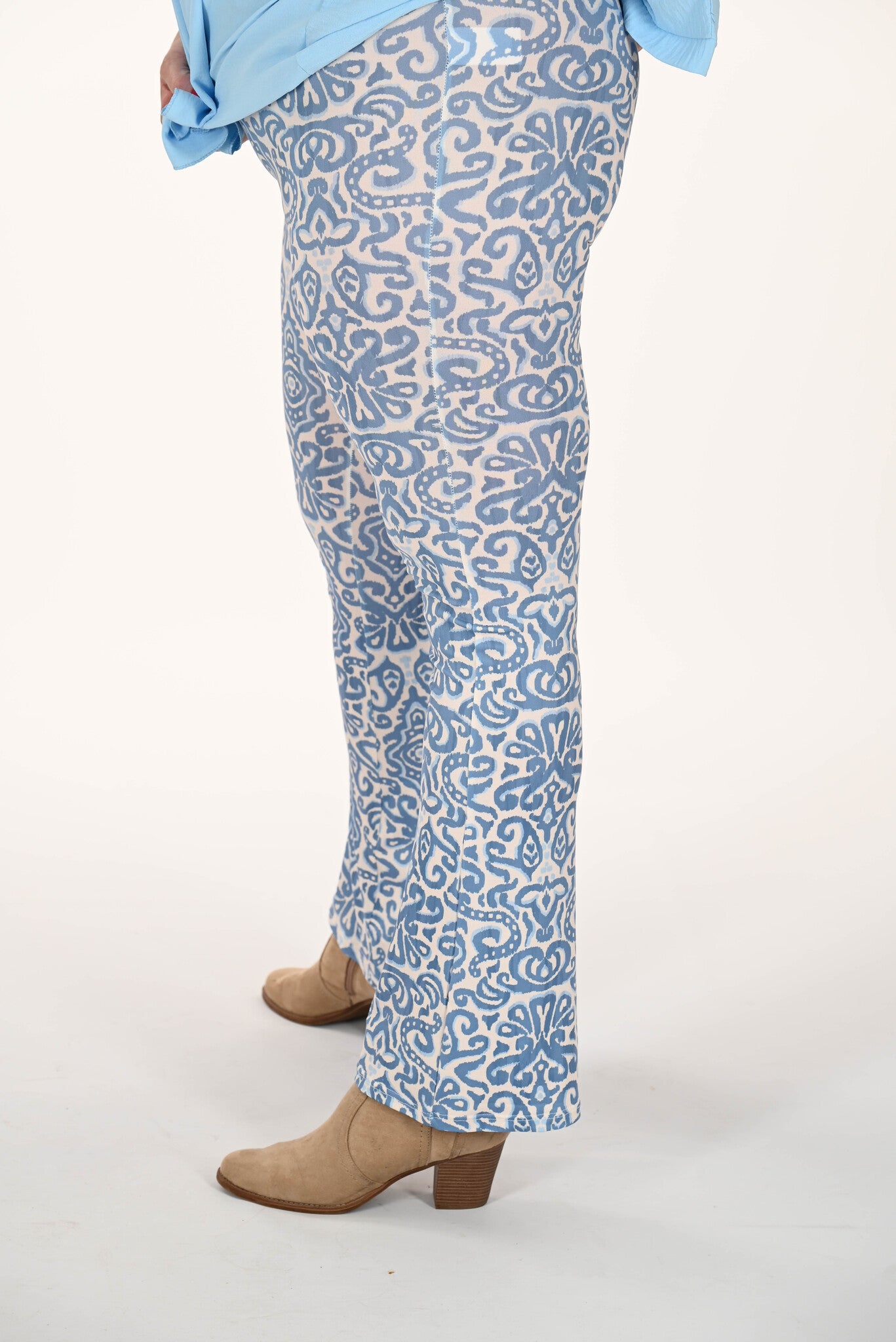 Flared broek met print barok jeansblauw
