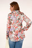 Blouse doorknoop bloemen mix lila/koraal