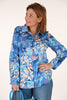 Blouse doorknoop bloemen mix blauw